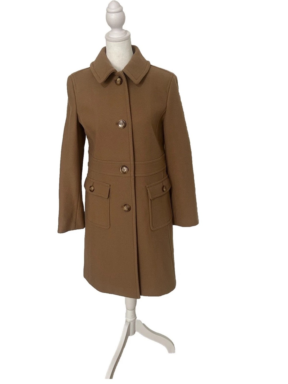 Talbots Women’s Pea Coat Camel Wool Classic Elegant Career Jacket Size 2P